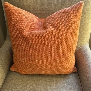 Crate and Barrel Orange Woven Throw Pillow